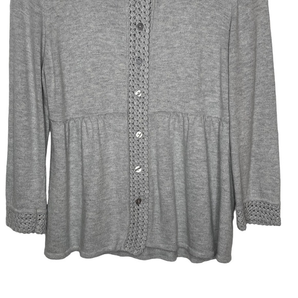Cynthia Steffe Gray Cardigan Sweater w/Crochet Details Sz S - Picture 3 of 11